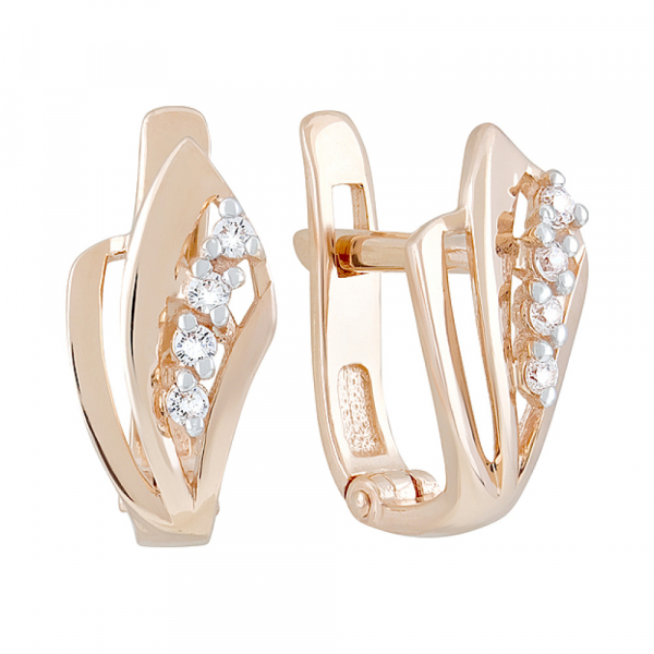 Золотые серьги с фианитами № 127360