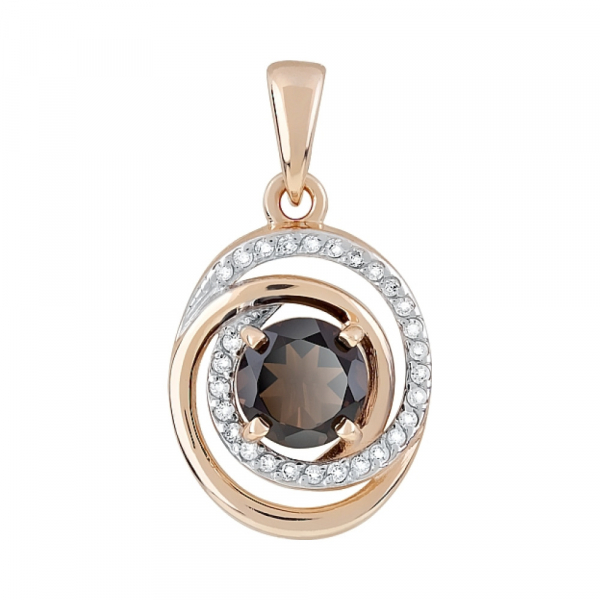 Золотая подвеска с раухтопазом и фианитом № 119402