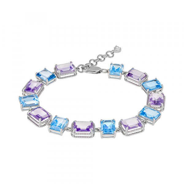 Серебряный браслет с полудраг. вставками и фианитом № 127624