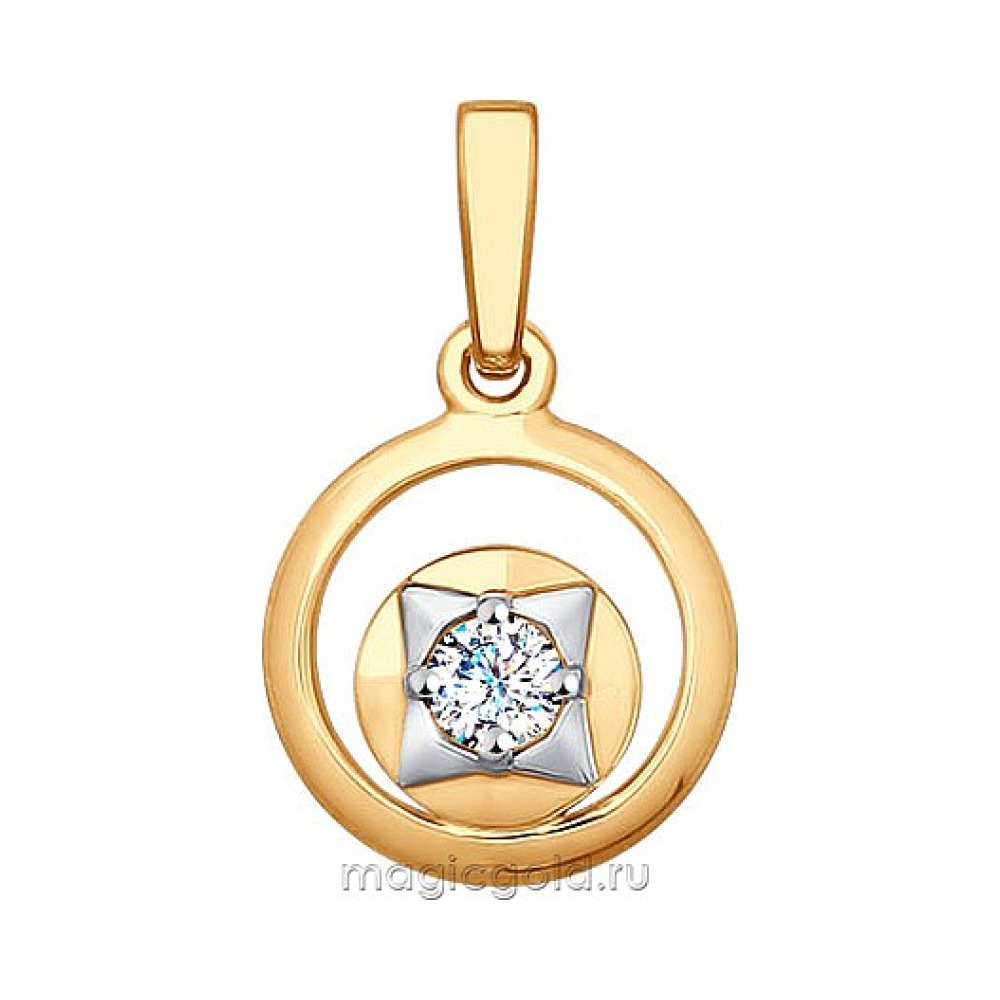 Золотая подвеска с фианитом № 163972