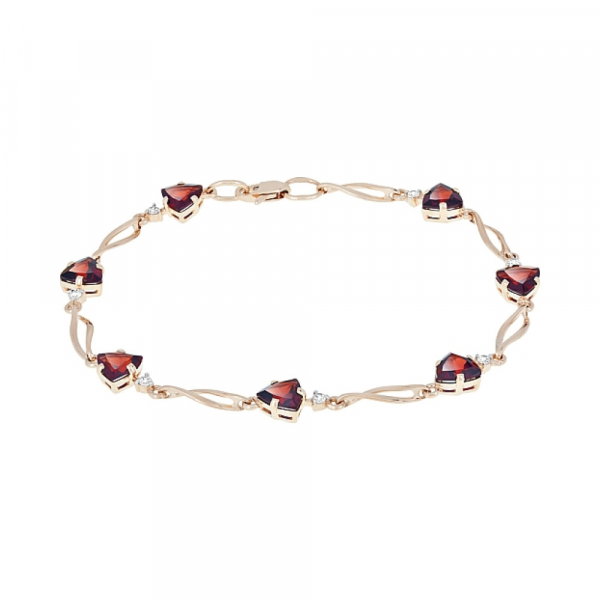 Золотой браслет с гранатом и фианитом № 117865