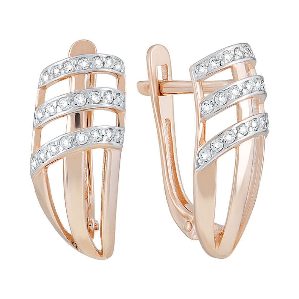 Золотые серьги с фианитами № 126136