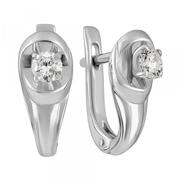 Золотые серьги с бриллиантом № 134619