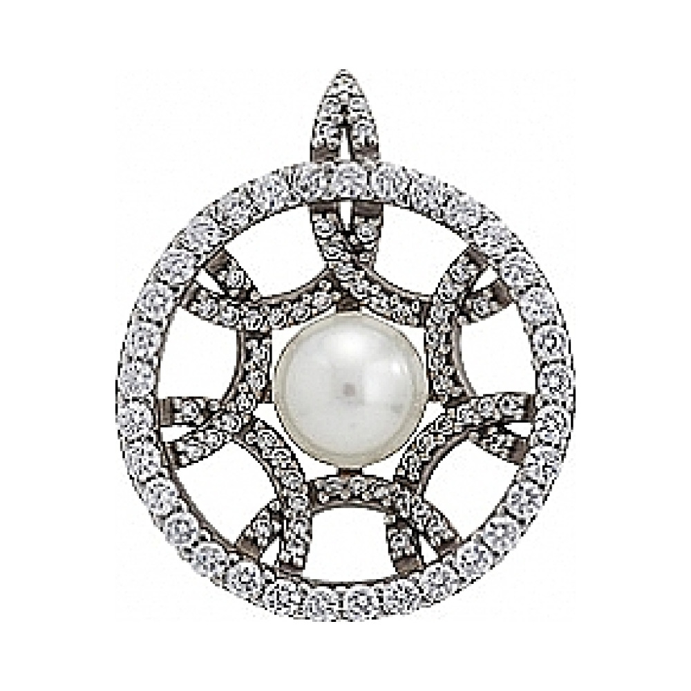 Золотая подвеска с жемчугом и фианитом № 77031