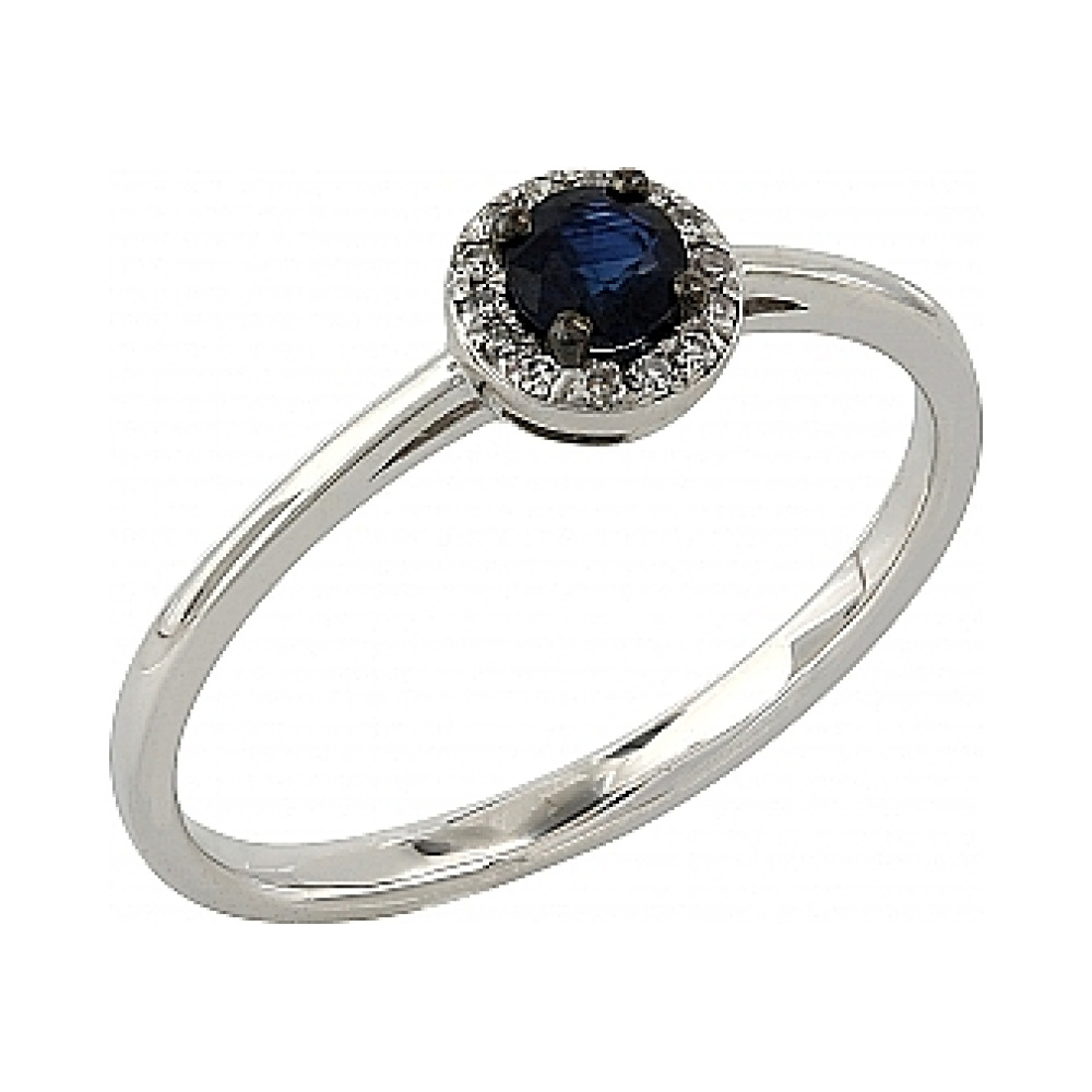 Кольцо с бриллиантами и сапфиром № 104964