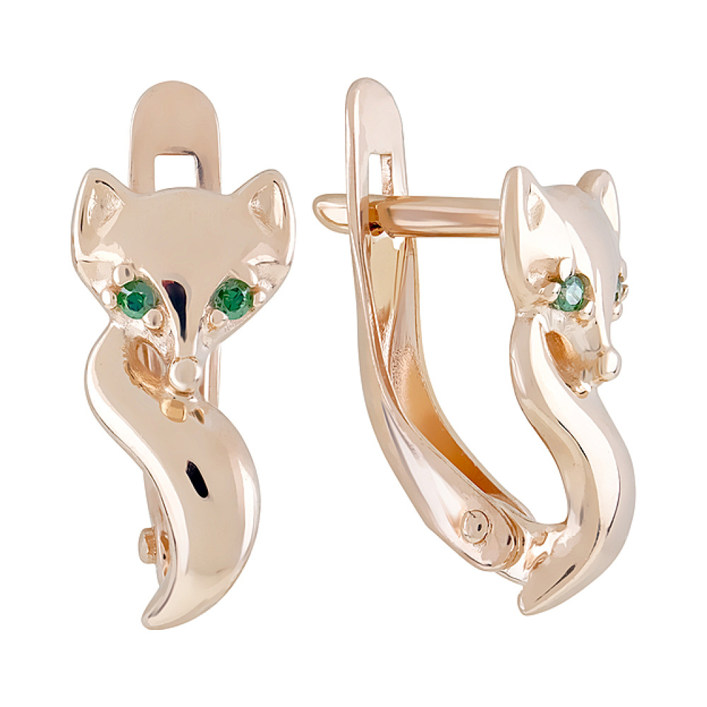 Золотые серьги с фианитами № 123587