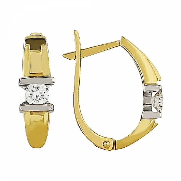 Золотые серьги с бриллиантом № 83741