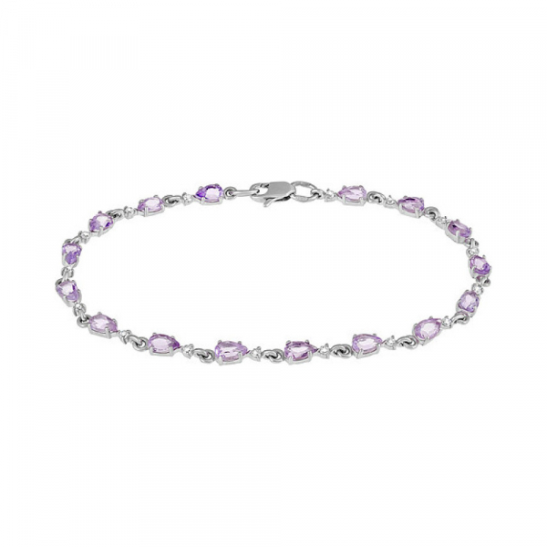 Серебряный браслет с аметистом и фианитом № 134101