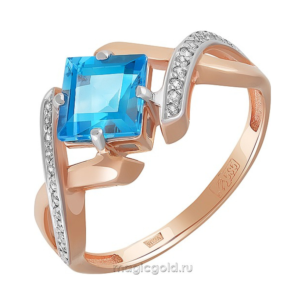Золотое кольцо с топазом и фианитом № 164167