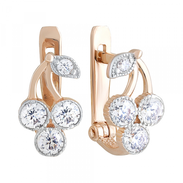 Золотые серьги с фианитами № 127800