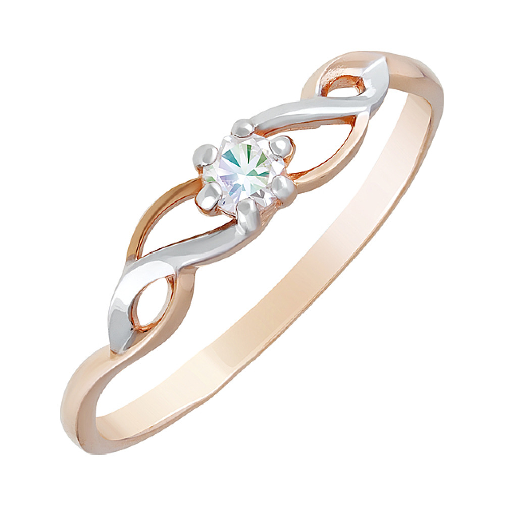 Золотое кольцо с фианитом № 127387