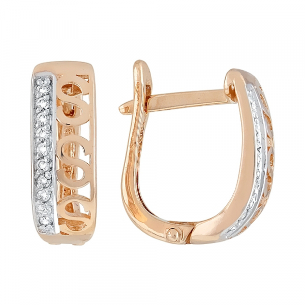 Золотые серьги с бриллиантом № 117664