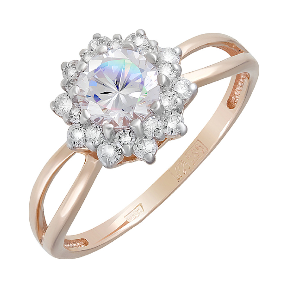 Золотое кольцо с фианитами № 124191