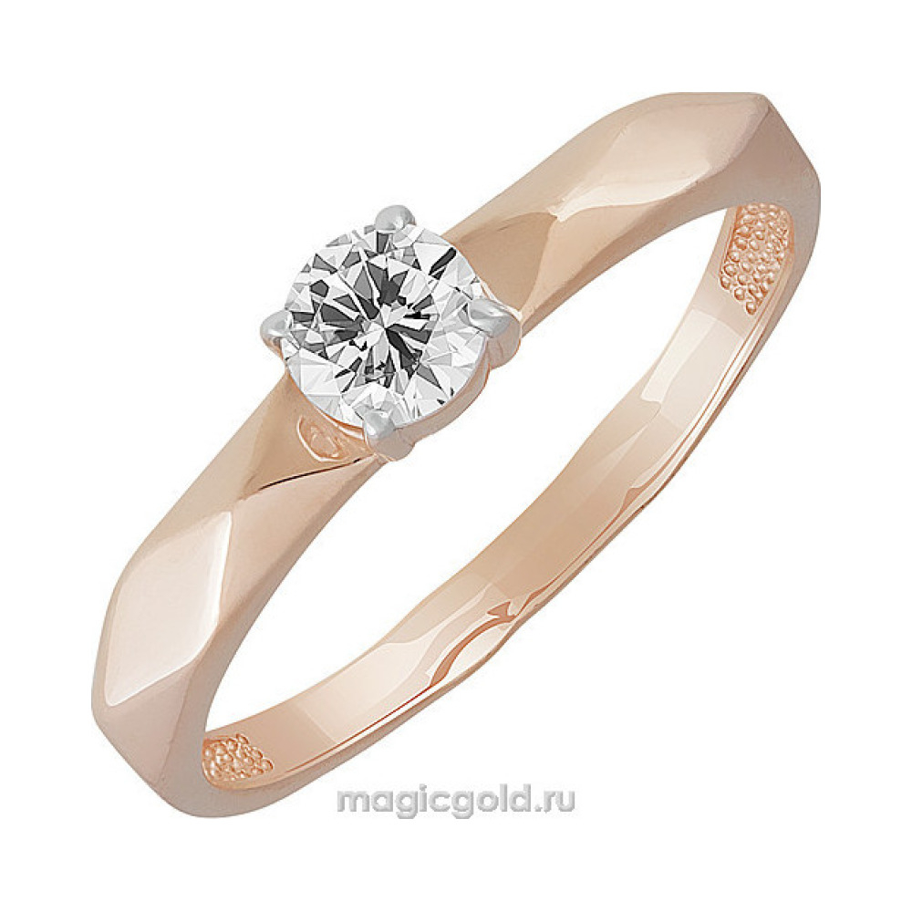 Золотое кольцо с кристаллом swarovski № 159683