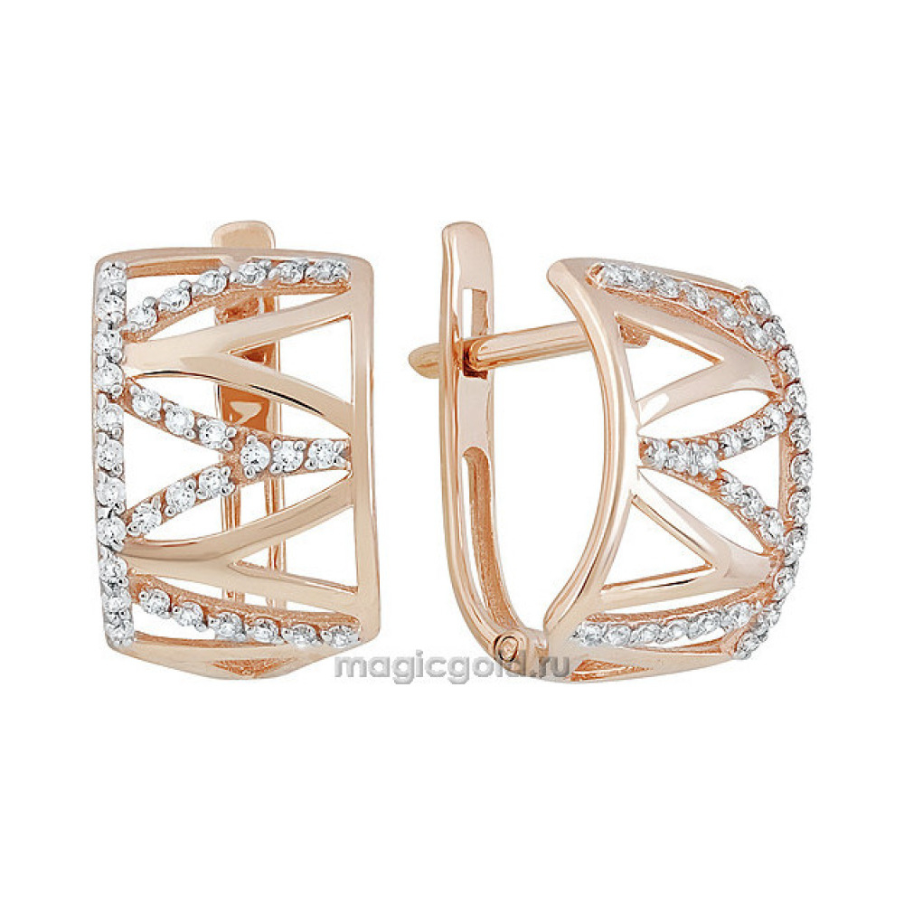 Золотые серьги с фианитом № 142269