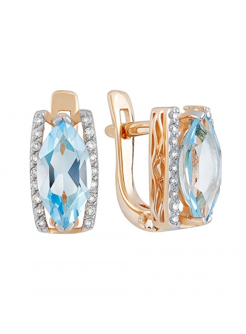 Золотые серьги с топазом и фианитом № 131842