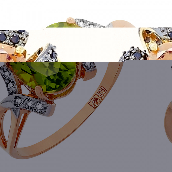  кольцо с фианитом и золотым покрытием № 108332