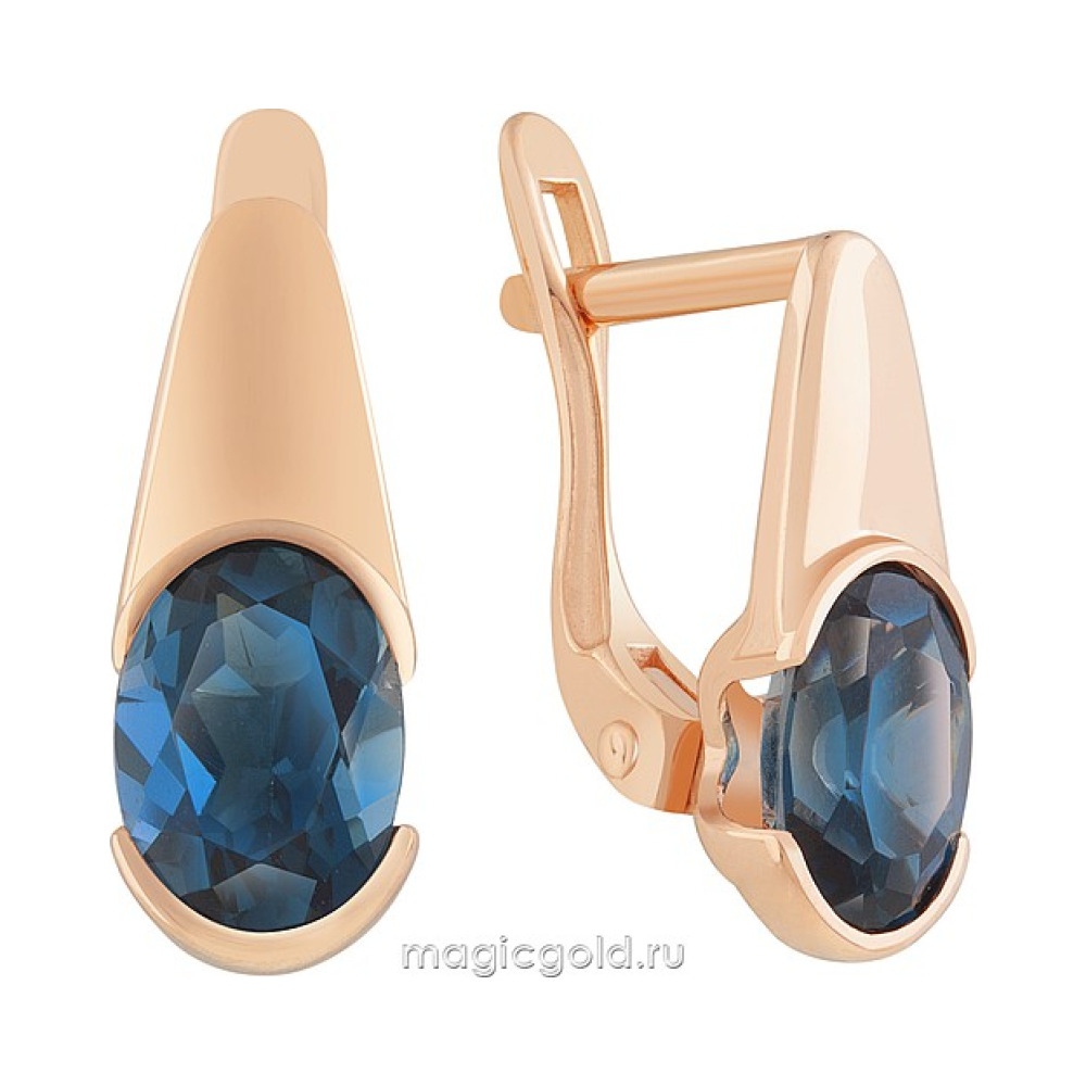 Золотые серьги с топазом № 171403