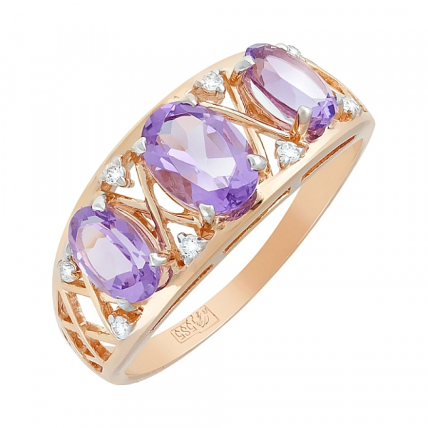 Золотое кольцо с бриллиантом № 109051