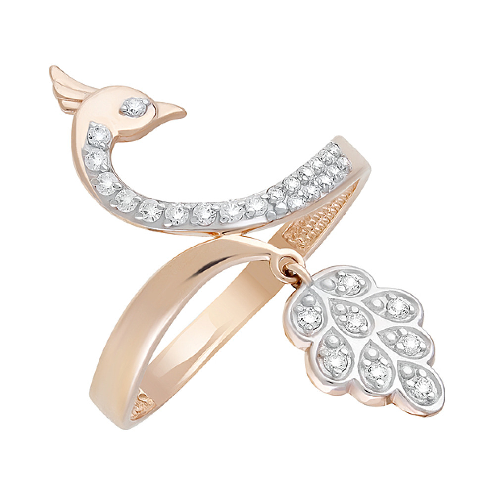 Золотое кольцо с фианитами № 129033