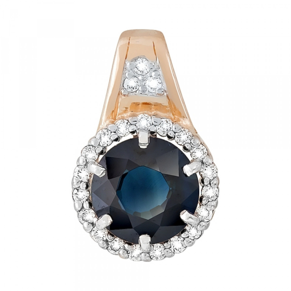 Золотая подвеска с бриллиантом и сапфиром № 113361