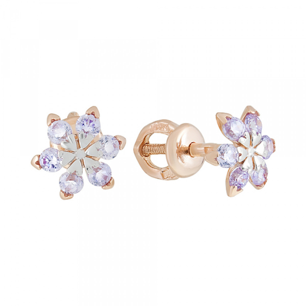 Золотые серьги с фианитами № 126424