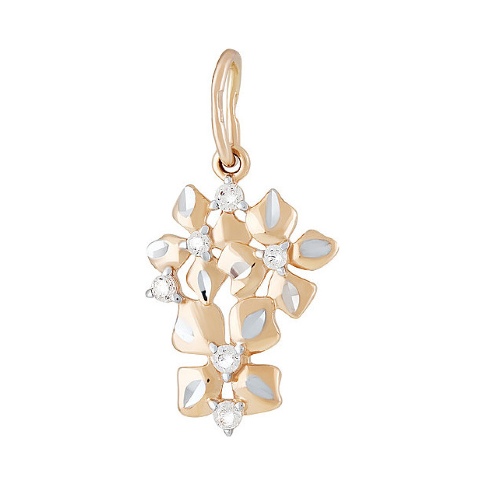 Золотая подвеска с алмазкой и фианитом № 133824