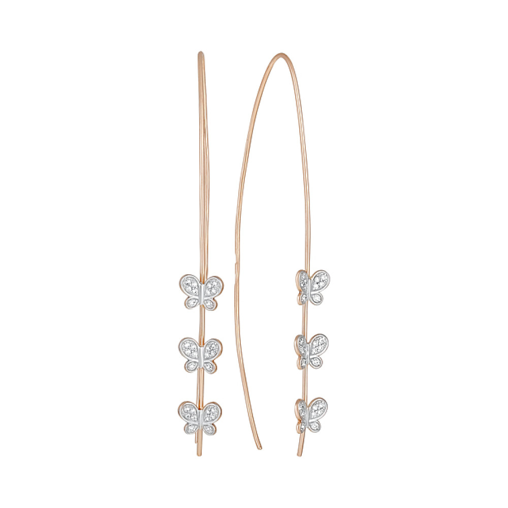 Золотые серьги с фианитами № 128991