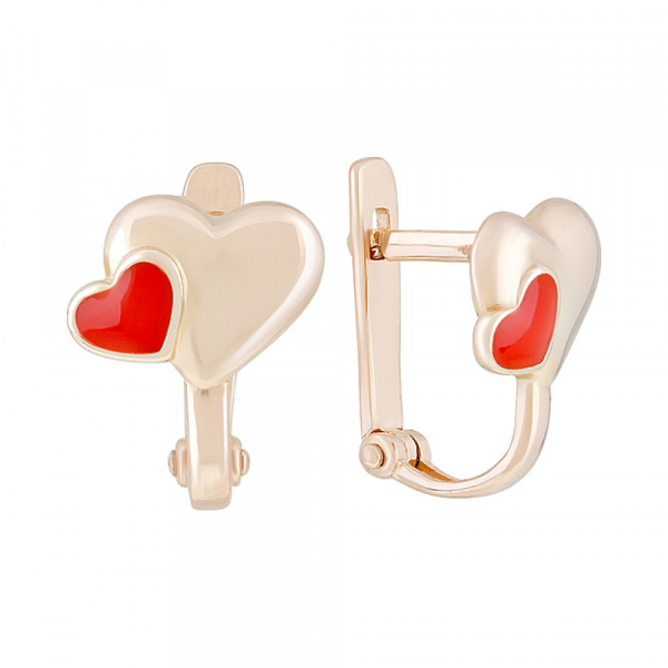 Золотые серьги с эмалью № 126789