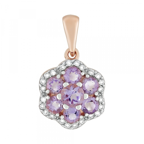 Золотая подвеска с аметистом и фианитом № 118269