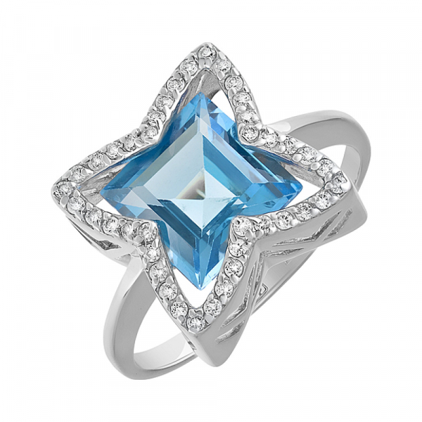 Золотое кольцо с топазом и фианитом № 129712