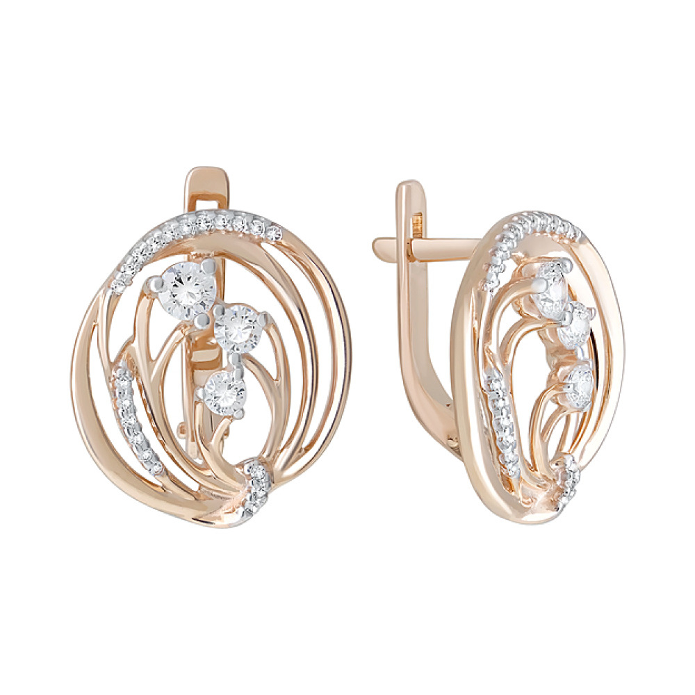 Золотые серьги с фианитами № 123470