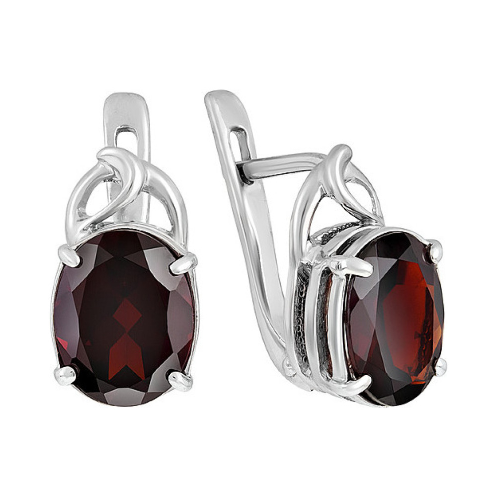 Серебряные серьги с гранатом № 132023