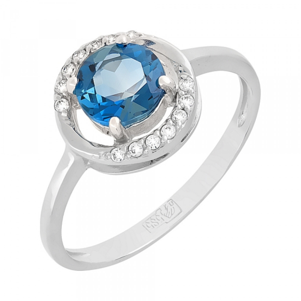 Золотое кольцо с топазом и фианитом № 117915