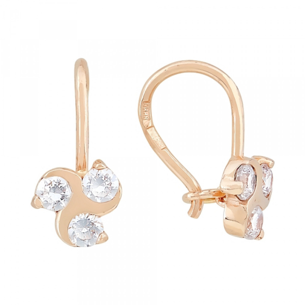 Золотые серьги с фианитом № 28494