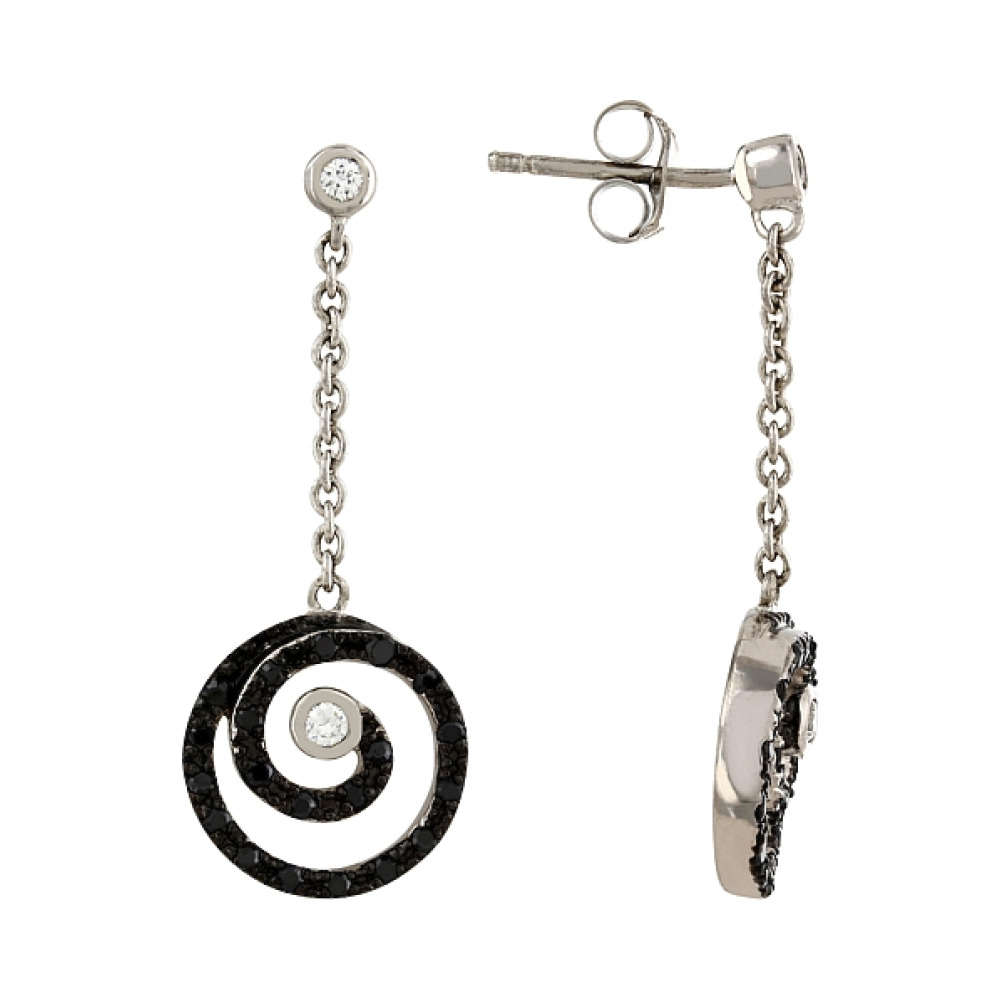 Серебряные серьги с фианитом № 83734