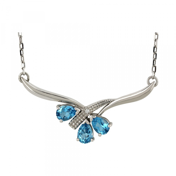 Золотое колье с топазом и фианитом № 50941
