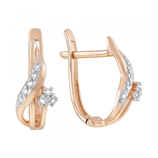 Золотые серьги с фианитами № 120632