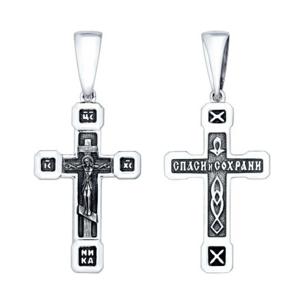 Серебряная подвеска без камня с черным покрытием № 159861