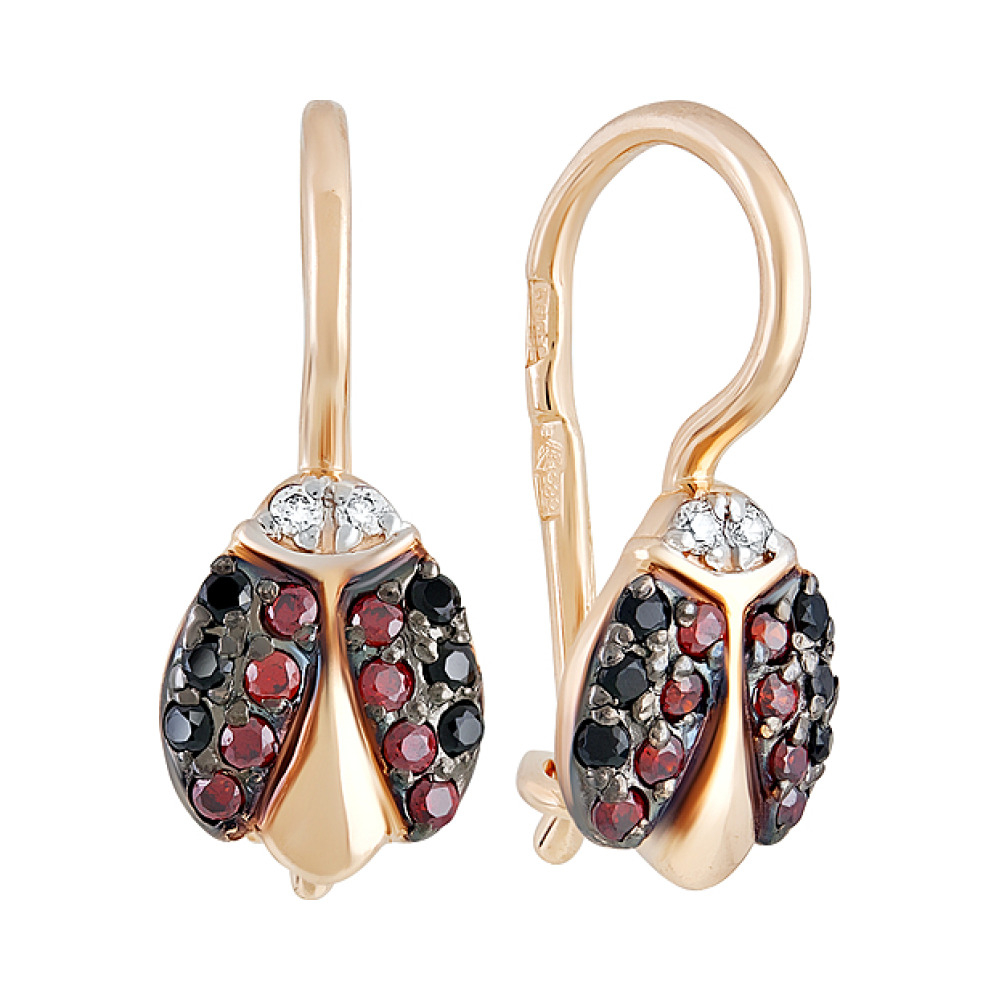 Золотые серьги с фианитами № 129784