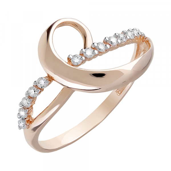 Золотое кольцо с фианитами № 123648