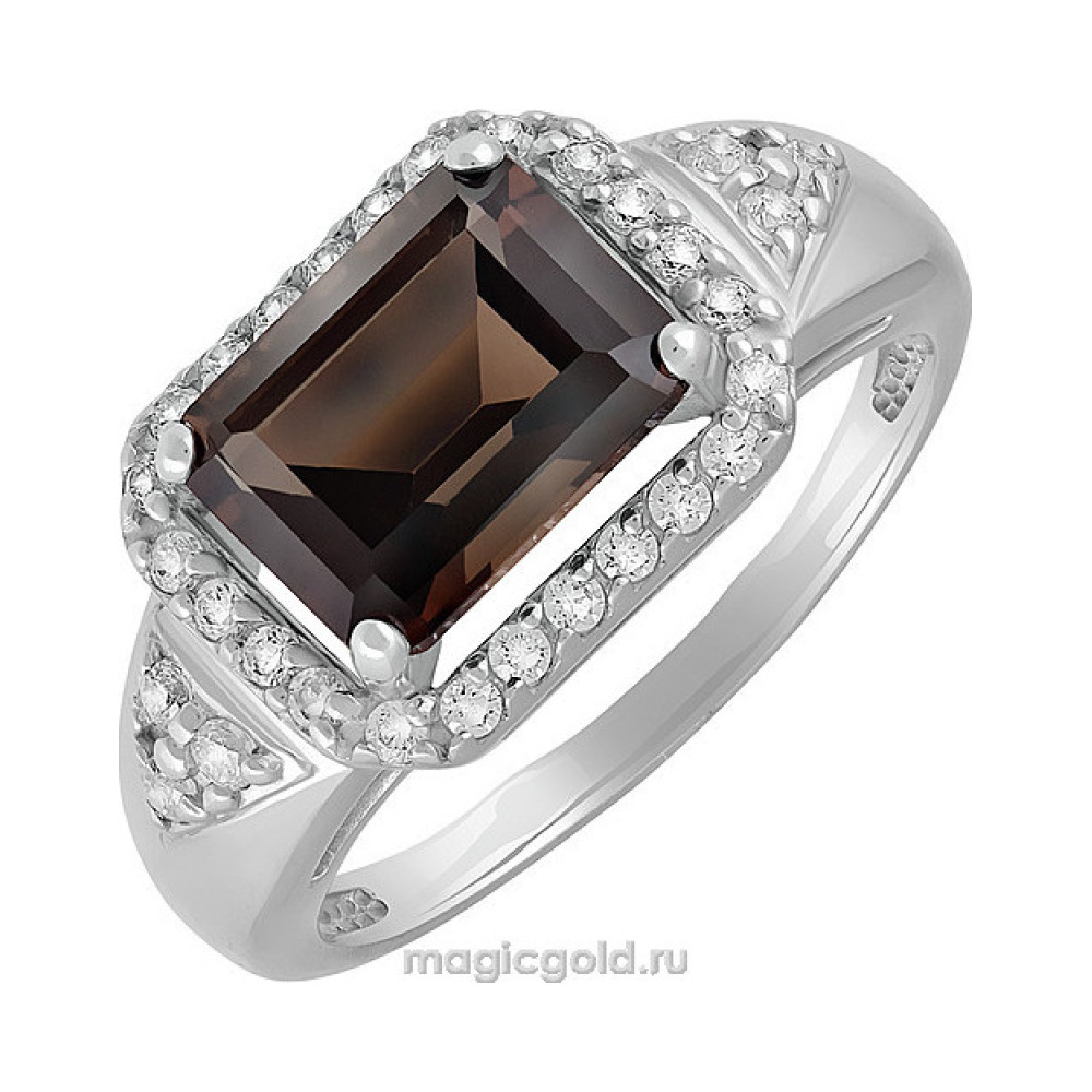 Серебряное кольцо с раухтопазом и фианитом № 140112