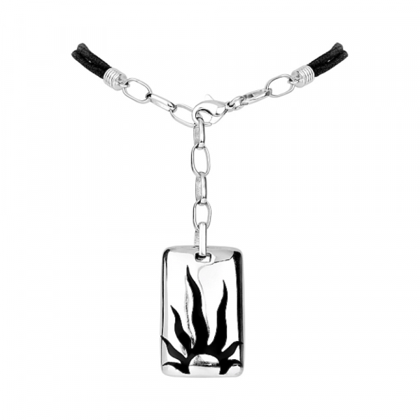 Серебряное колье каучук с серебром на хлопк. шнурке № 99404