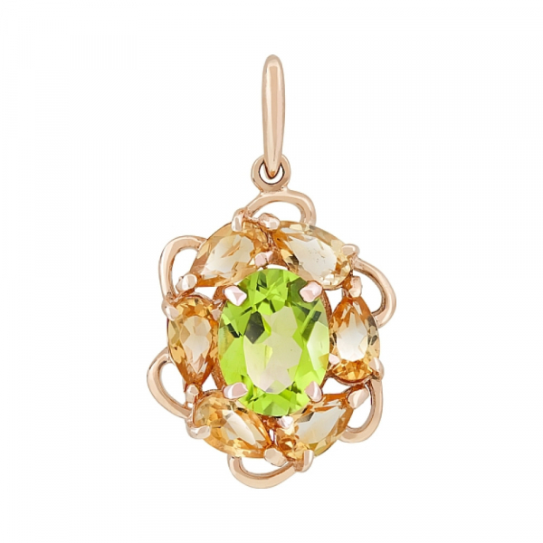 Золотая подвеска с полудраг вставками № 116461