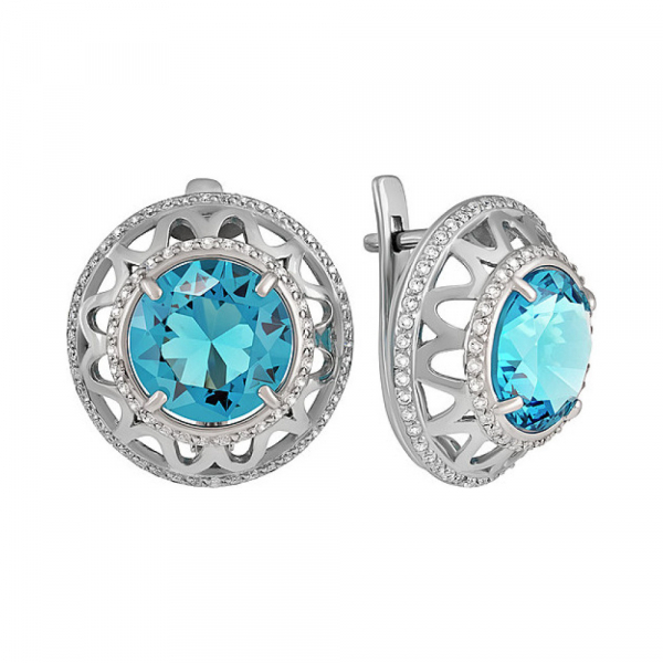 Серебряные серьги с алпанитом и фианитом № 135033