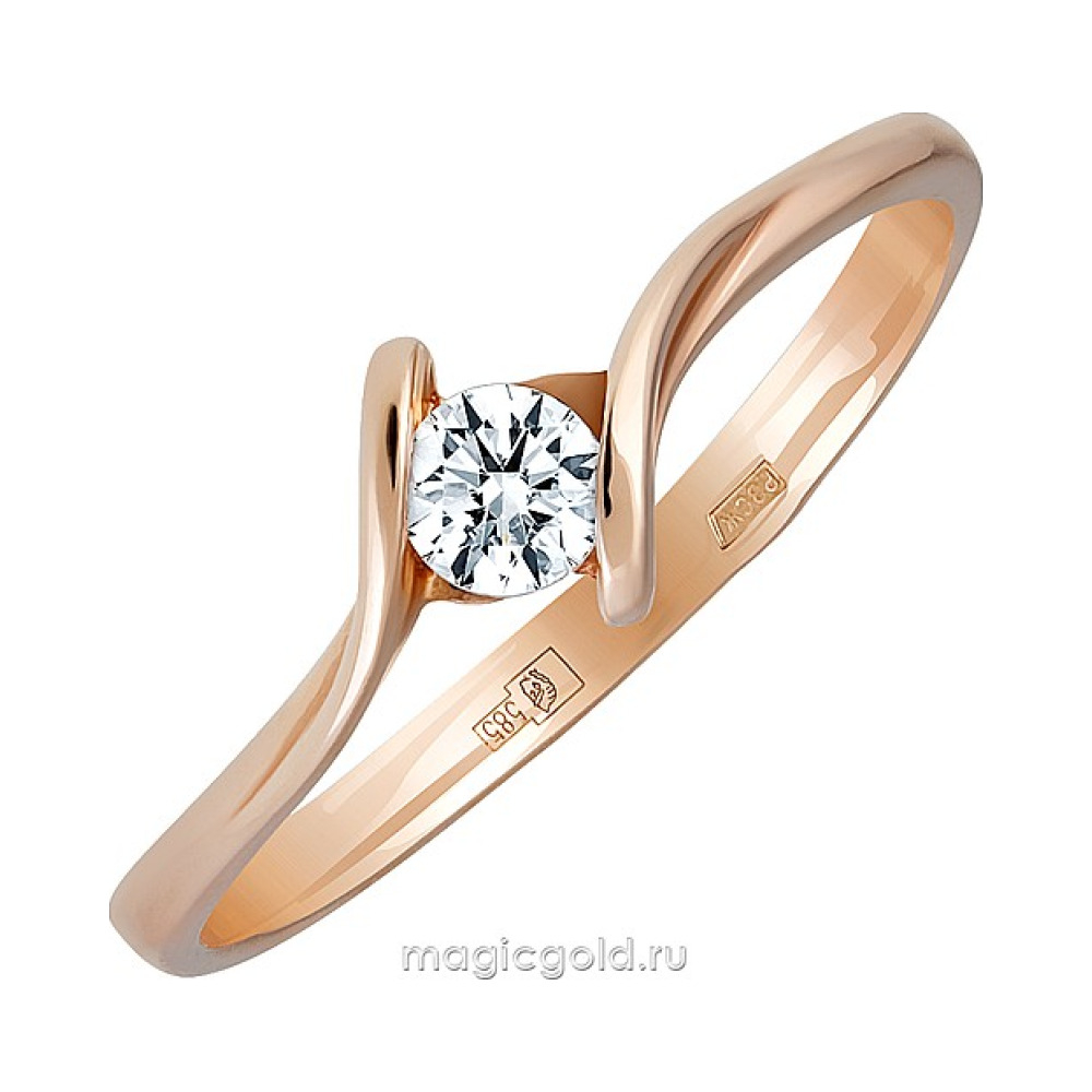 Золотое кольцо с бриллиантом № 161704