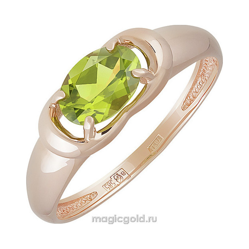 Золотое кольцо с хризолитом № 137875