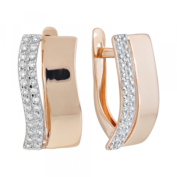 Золотые серьги с фианитами № 124010