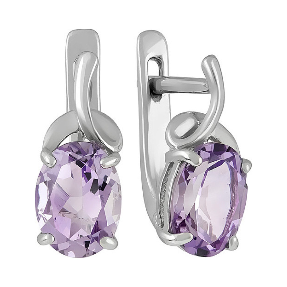 Серебряные серьги с аметистом № 133126