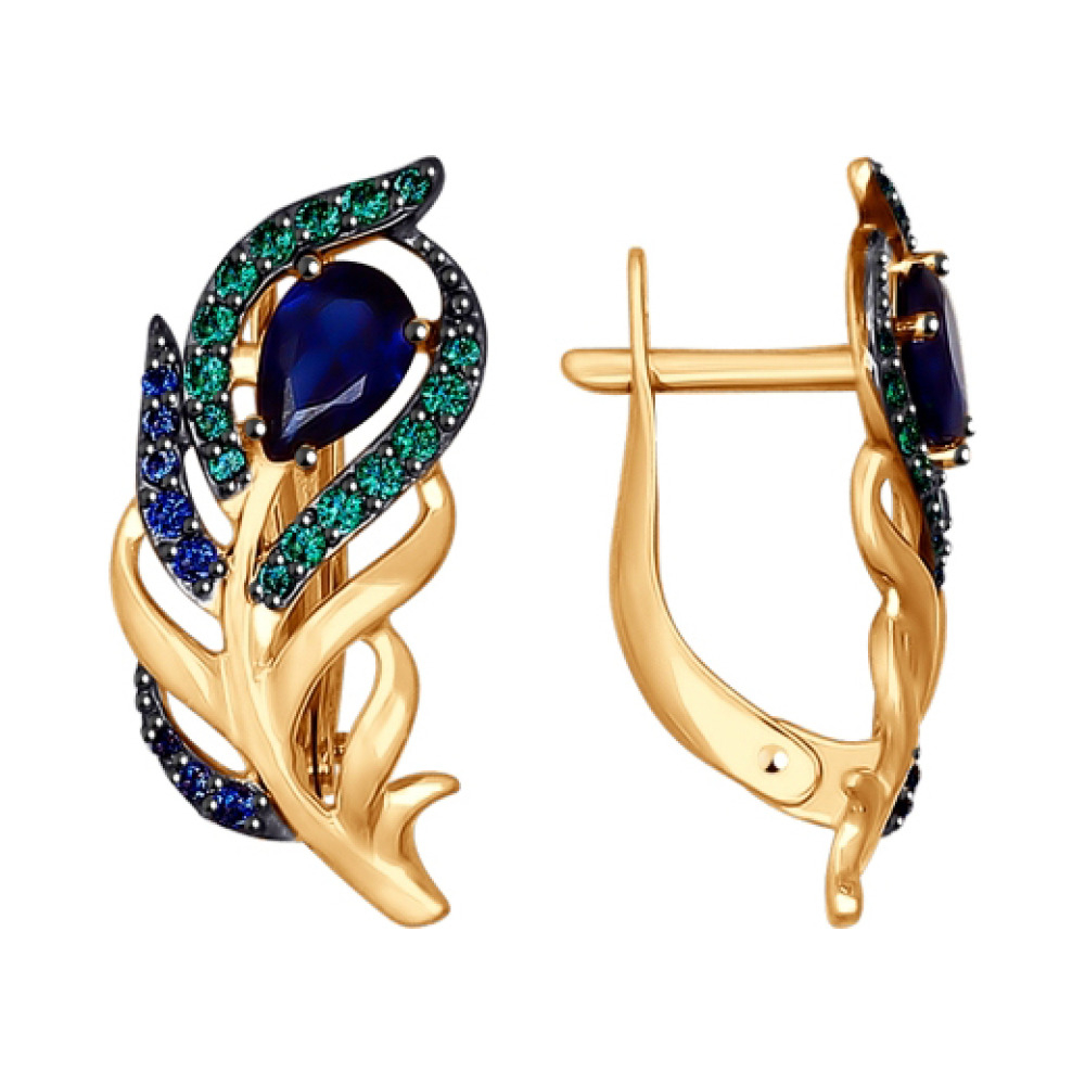 Золотые серьги с фианитом № 140935